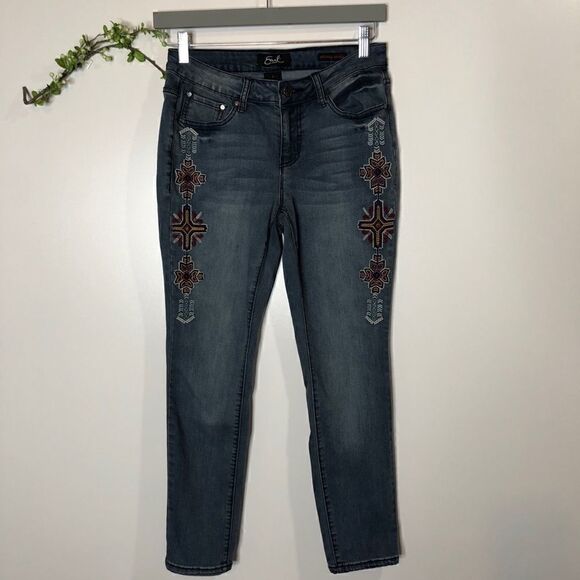 Earl Jeans Embroidered Skinny Ankle Jeans Boho - Picture 3 of 13